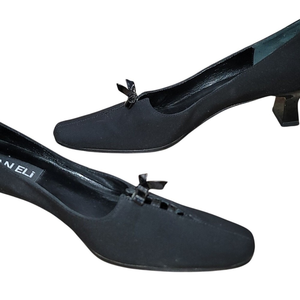 Van Eli‎ Women Square Toe Spool Heel Pumps Work Events Minimalist 7N Goth Witchy - Picture 4 of 12